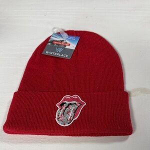 Red Women's Beanie with Embroidered Patch